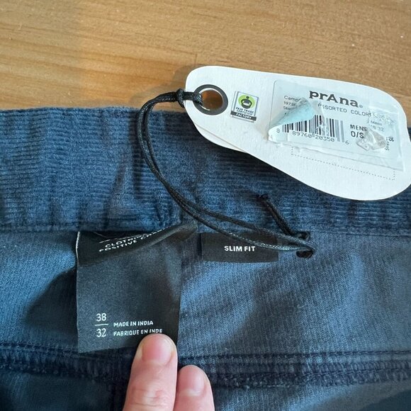 prAna Mens Campfire Corduroy Pant Slim Fit 38"W/32" in Stormy Night - Picture 7 of 8